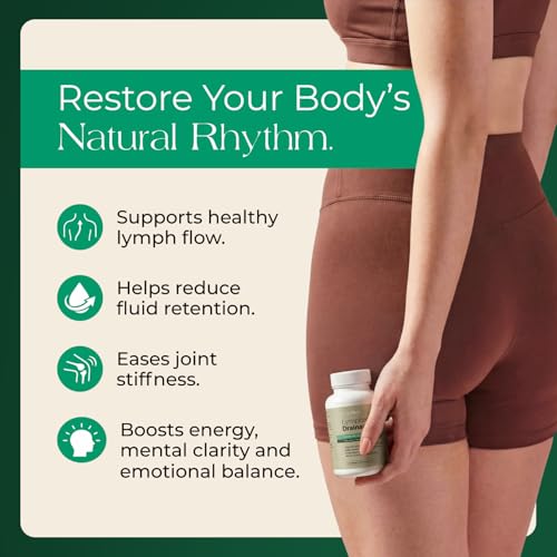 Lymphatic Drainage Supplement – Lymphatic Drainage Capsules with Dandelion, Burdock, Cleavers & Echinacea, Supports Bloating, Fluid Balance & Daily Lymphatic Wellness – 60 Capsules