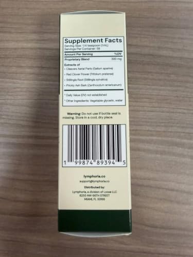 Lymphatic Drainage Drops for Bloat Relief & De-Puff – Cleavers, Red Clover, Stillingia Root & Prickly Ash Bark – Lymph Node Detox Cleanse, Fluid Retention, Alcohol-Free