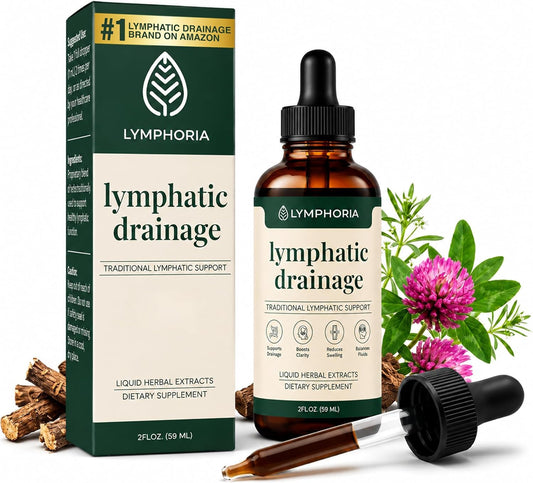 Lymphatic Drainage Drops for Bloat Relief & De-Puff – Cleavers, Red Clover, Stillingia Root & Prickly Ash Bark – Lymph Node Detox Cleanse, Fluid Retention, Alcohol-Free